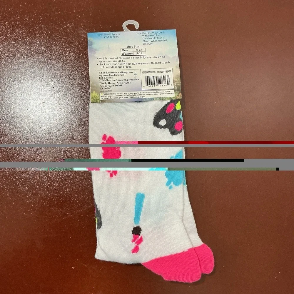 BRAND NEW Bob Ross theme novelty crew Socks -The Joy of Painting 1PR‎ Men's 8-12